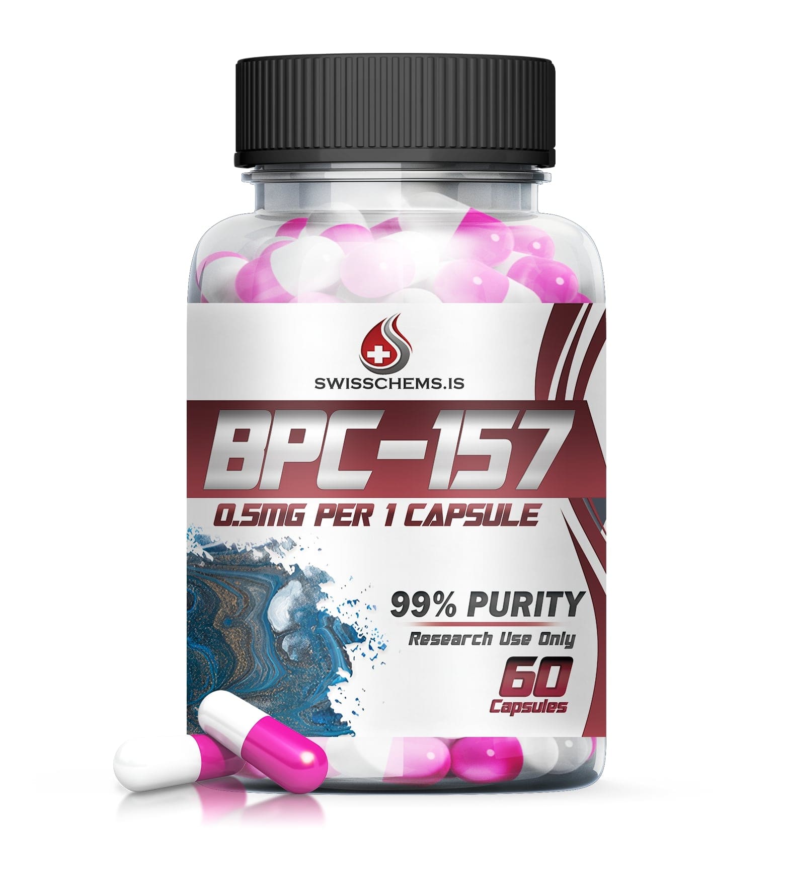 SwissChems BPC-157 Peptide Capsules 0.5mg 60 Count - Image 3