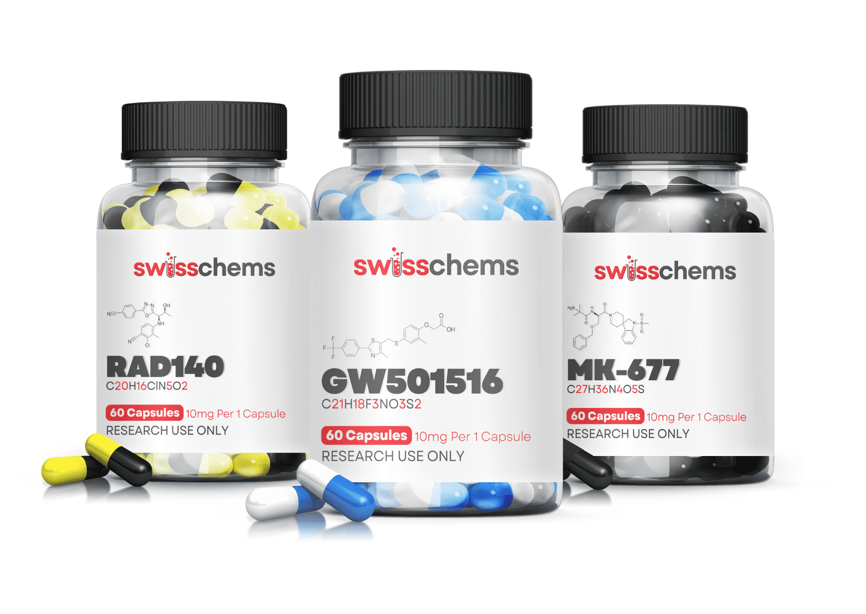 SwissChems Research Compound Bundle RAD140 GW501516 MK677 Value Pack