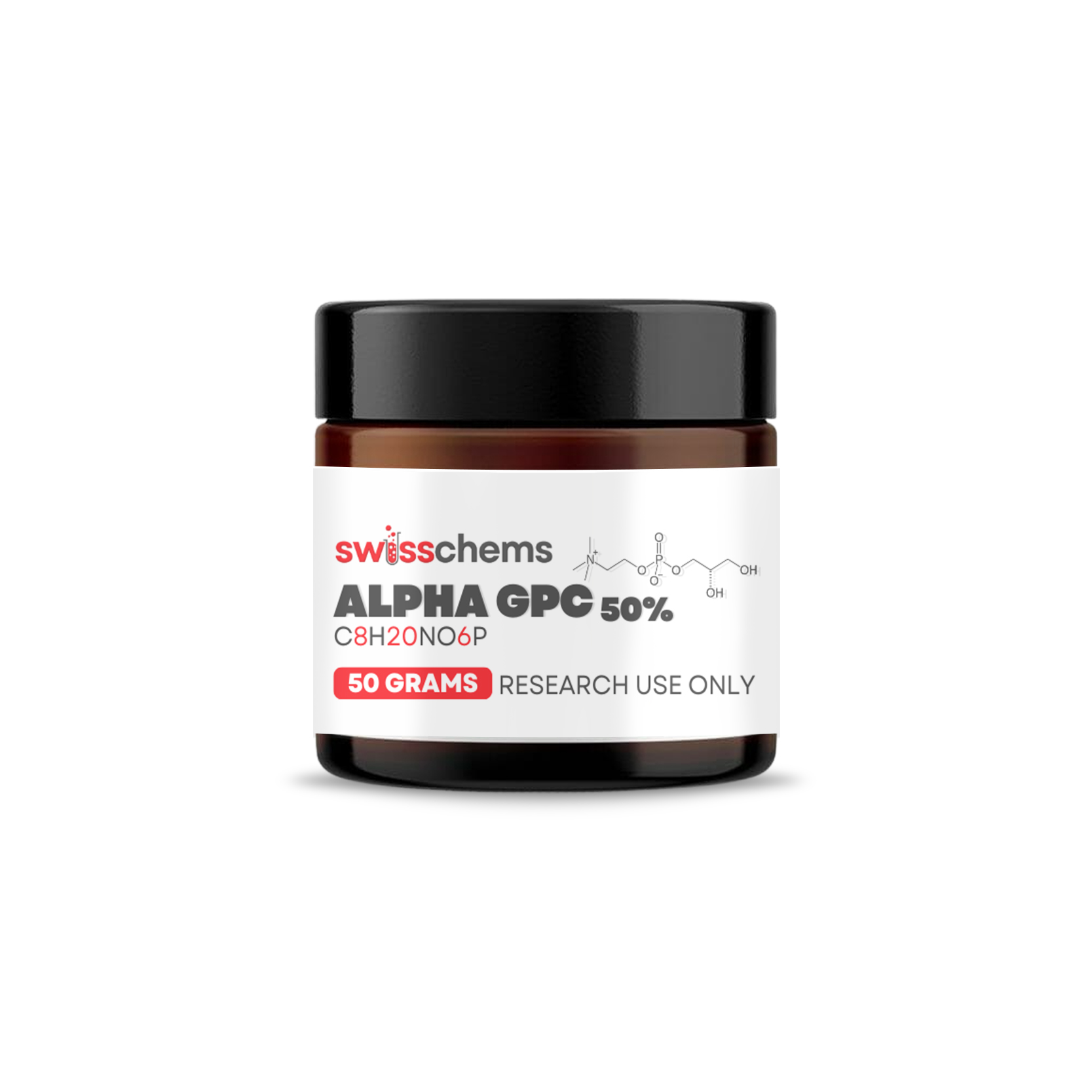 SwissChems Alpha GPC Nootropic Powder 50% 50g Supplement
