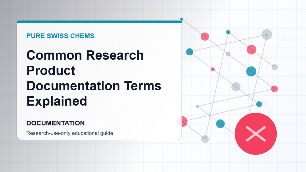 Common Research Product Documentation Terms Explained - Pure Swiss Chems research guide