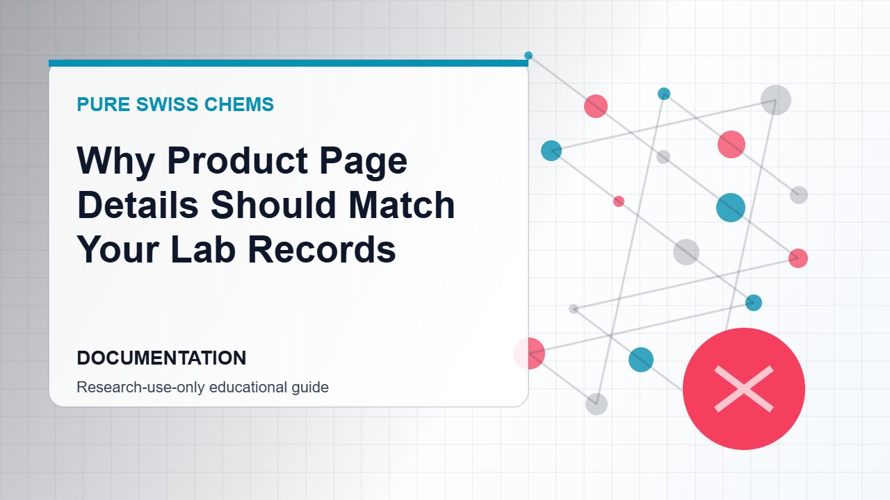 Why Product Page Details Should Match Your Lab Records - Pure Swiss Chems research guide
